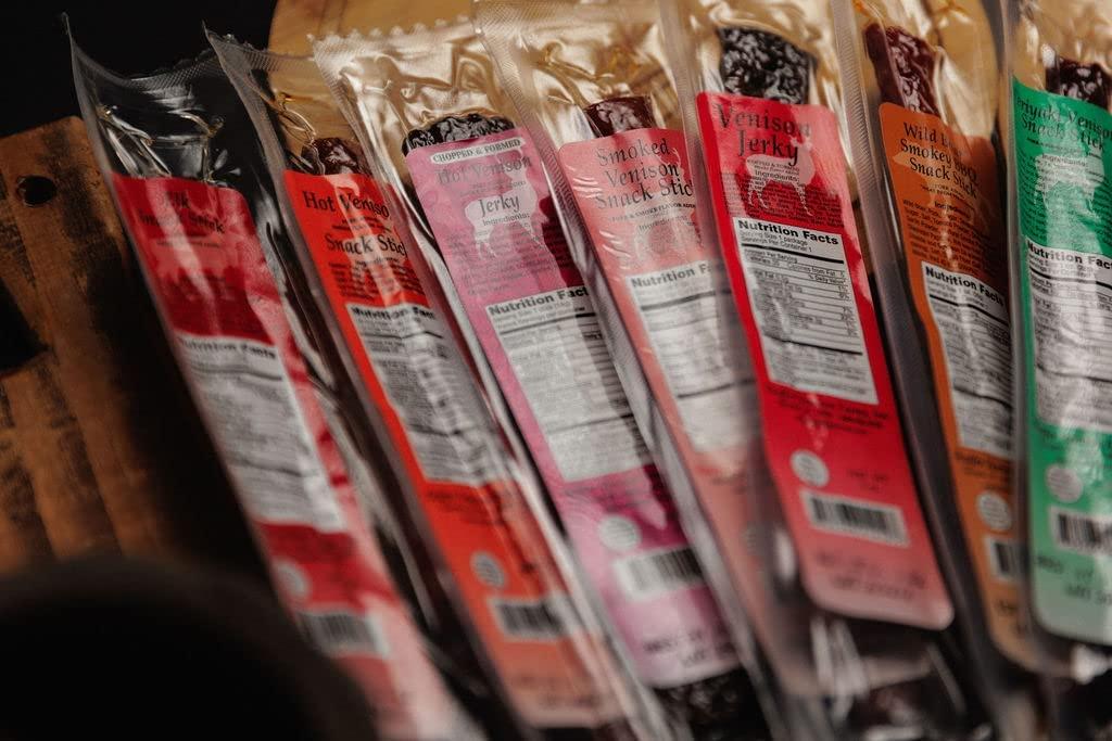 image:image12 Piece Exotic Jerky Variety Pack Great Gift Idea and Unique Flavors REAL Venison Jerky Elk Jerky Buffalo Jerky Wild Boar Jerky Exotic Meat Snacks Variety Pack 12 total oz