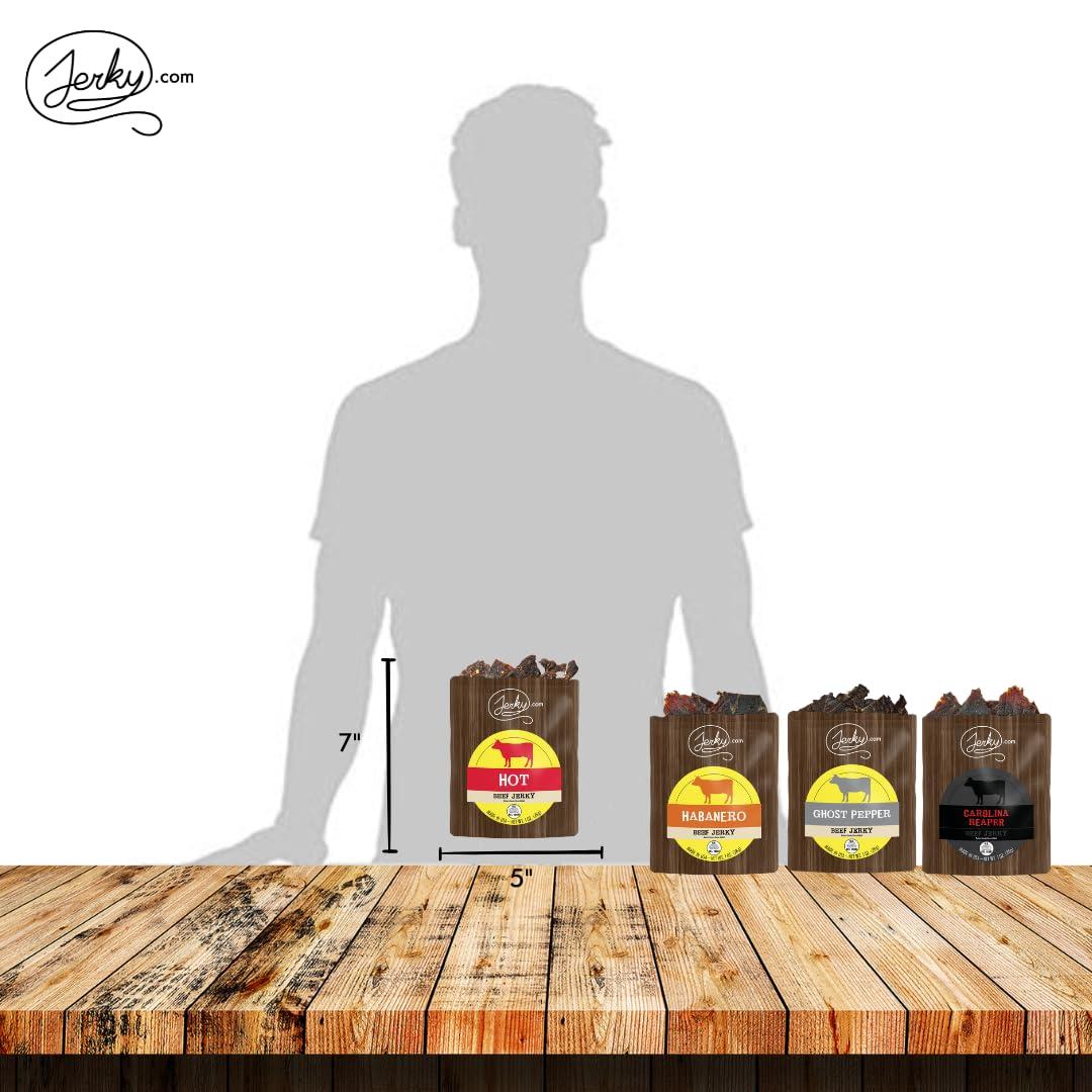image:imageJerkycom Beef Jerky Combo Featuring Flavors Hot Teriyaki Original Sweet amp Spicy Black Pepper Gourmet Snack Gift for Men 5 Flavors 25 oz bagsHot Jerky Sampler 4 Flavors 1 oz bags