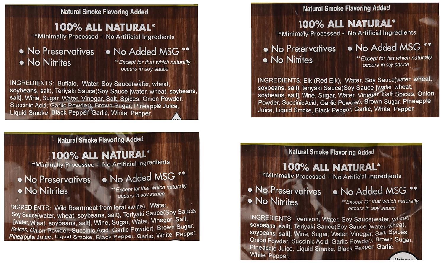 image:imageJerkycom Exotic Jerky Variety Pack 4pc Wild Game Snacks Sampler with Venison Elk Buffalo amp Wild Boar High Protein Keto Exotic Jerky Gifts for Men Gifts for Men amp HuntersExotic Jerky Tester Pack 1 oz bags