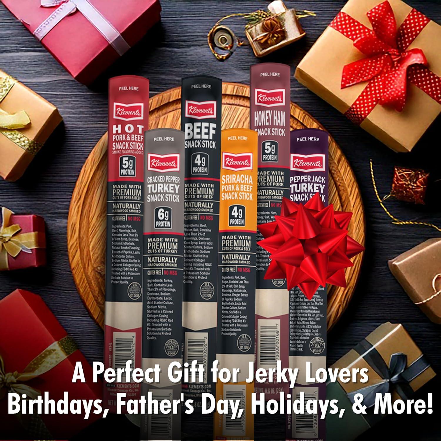 image:imageJerkycom Jerky Gifts for Men 12 Piece Meat Sticks Sampler with Beef Sticks Pork Ham Sriracha Turkey High Protein Low Carb Keto Friendly Beef Jerky Snack Pack Birthday Day Gifts for Men30 Piece Gift Bag