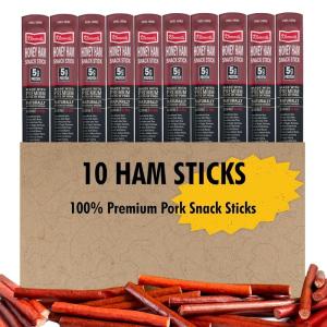 Jerky.com 12-Pack Meat Stick Variety Pack – Includes Bonus Pepper Jack Turkey Sticks – Bold Meat & Snack Sticks Sampler | High Protein, Low Carb, Keto Friendly | Turkey, Ham, Pork, Beef Jerky Gifts | Valentines Day Gifts for Him(Ham Sticks)