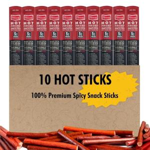Jerky.com 12-Pack Meat Stick Variety Pack – Includes Bonus Pepper Jack Turkey Sticks – Bold Meat & Snack Sticks Sampler | High Protein, Low Carb, Keto Friendly | Turkey, Ham, Pork, Beef Jerky Gifts | Valentines Day Gifts for Him(Hot Sticks)