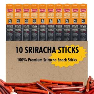 Jerky.com 12-Pack Meat Stick Variety Pack – Includes Bonus Pepper Jack Turkey Sticks – Bold Meat & Snack Sticks Sampler | High Protein, Low Carb, Keto Friendly | Turkey, Ham, Pork, Beef Jerky Gifts | Valentines Day Gifts for Him(Sriracha Sticks)