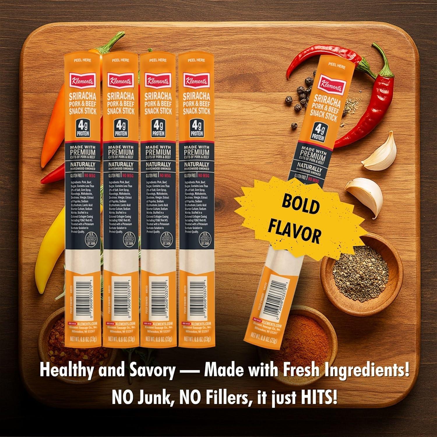 image:imageJerkycom 30Pack Jerky Variety Pack Meat Sticks Low Carb High Protein Snacks Keto Friendly Gluten Free Bonus Includes Exclusive Flavor Turkey Ham Pork amp Beef Sticks Jerky Gifts Birthday Day Gifts for MenSriracha Sticks