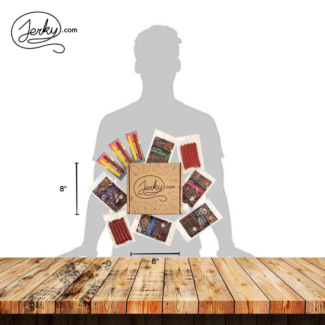 image:imageJerkycom Exotic Jerky Gift Box 8pc Wild Game Exotic Jerky Variety Pack with Venison Elk Wild Boar amp Buffalo High Protein Low Fat Keto Exotic Meat Snacks Jerky Gifts Birthday Gifts for Men21 Piece Beef Gift Box