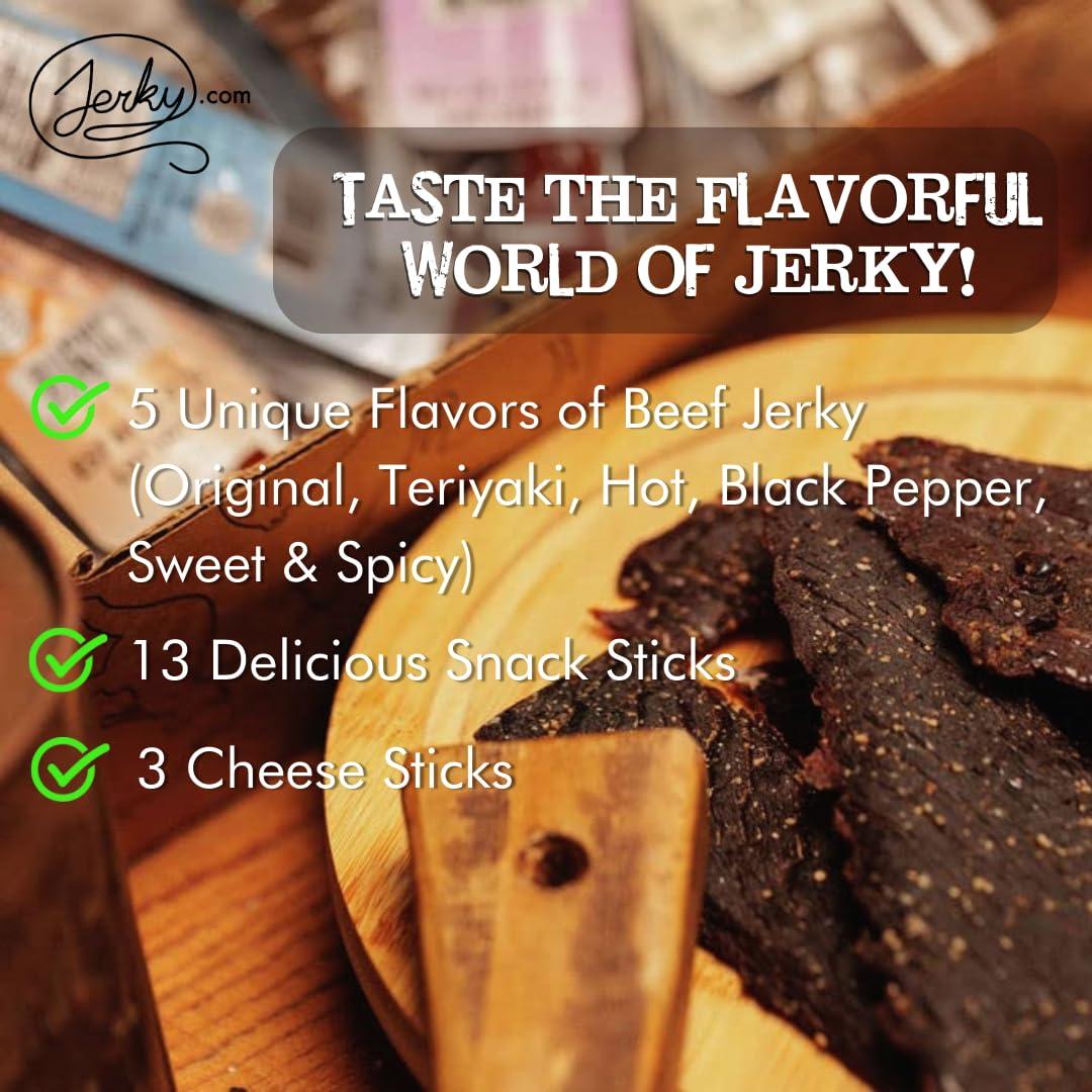 image:imageJerkycom Exotic Jerky Gift Box 8pc Wild Game Exotic Jerky Variety Pack with Venison Elk Wild Boar amp Buffalo High Protein Low Fat Keto Exotic Meat Snacks Jerky Gifts Birthday Gifts for Men21 Piece Beef Gift Box