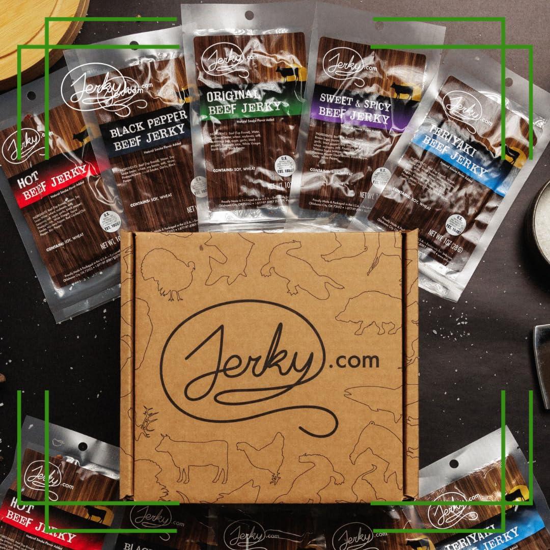 image:imageJerkycom Exotic Jerky Gift Box 8pc Wild Game Exotic Jerky Variety Pack with Venison Elk Wild Boar amp Buffalo High Protein Low Fat Keto Exotic Meat Snacks Jerky Gifts Birthday Gifts for Men21 Piece Beef Gift Box