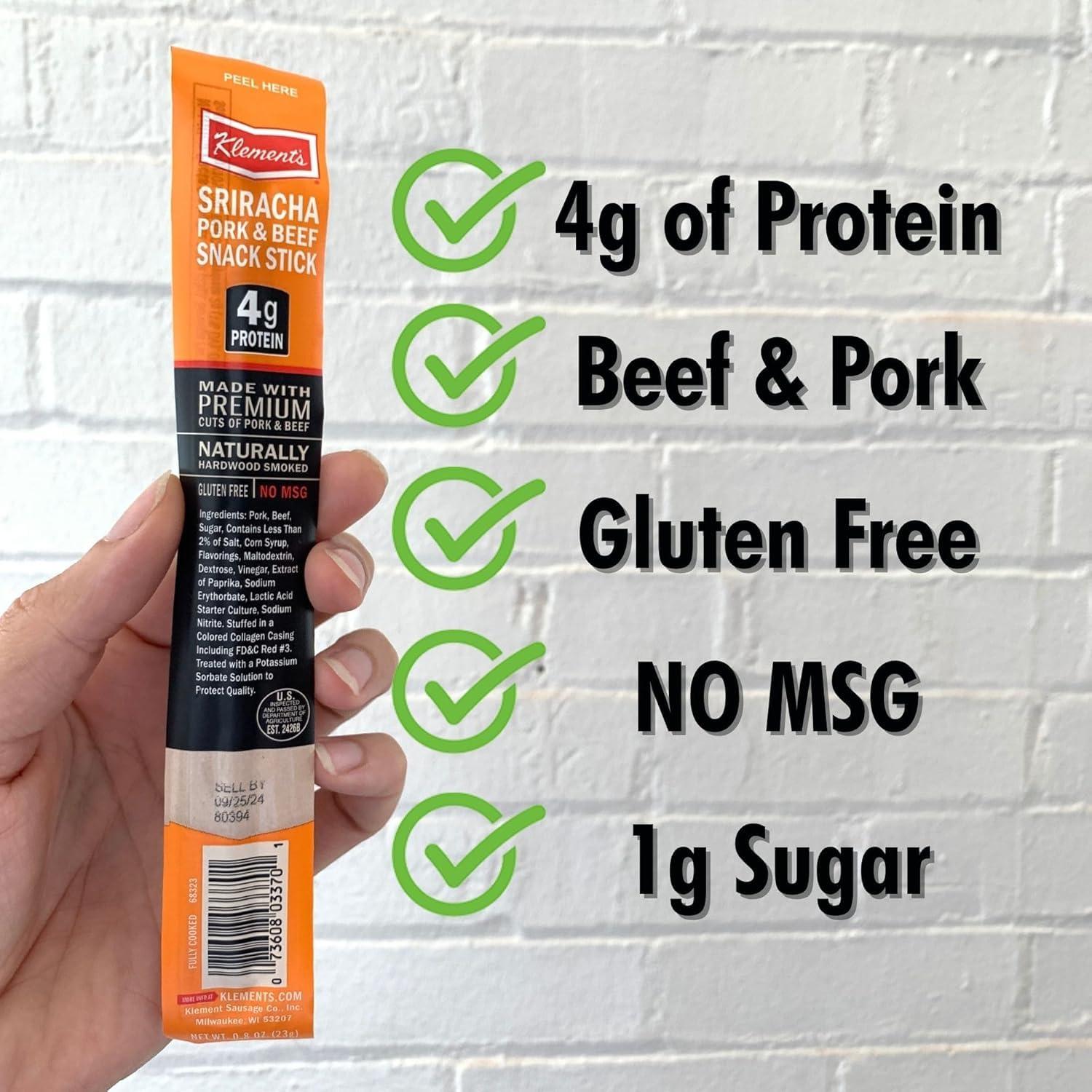 image:imageJerkycom Meat amp Cheese Sticks Sampler 26pc Meat Sticks Variety Pack with Beef Sticks Pork Turkey Ham amp Cheese High Protein GlutenFree Low Carb Meat Sticks individually wrapped Beef jerky Gift for MenSriracha Sticks 26 Pack