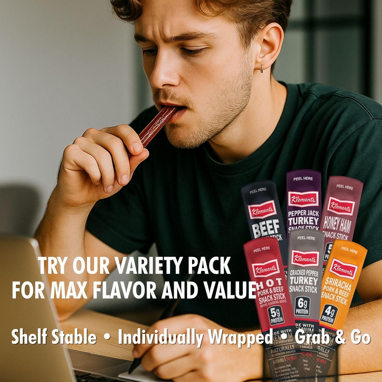 image:imageJerkycom Meat amp Cheese Sticks Sampler 26pc Meat Sticks Variety Pack with Beef Sticks Pork Turkey Ham amp Cheese High Protein GlutenFree Low Carb Meat Sticks individually wrapped Beef jerky Gift for MenBeef Sticks 26 Pack