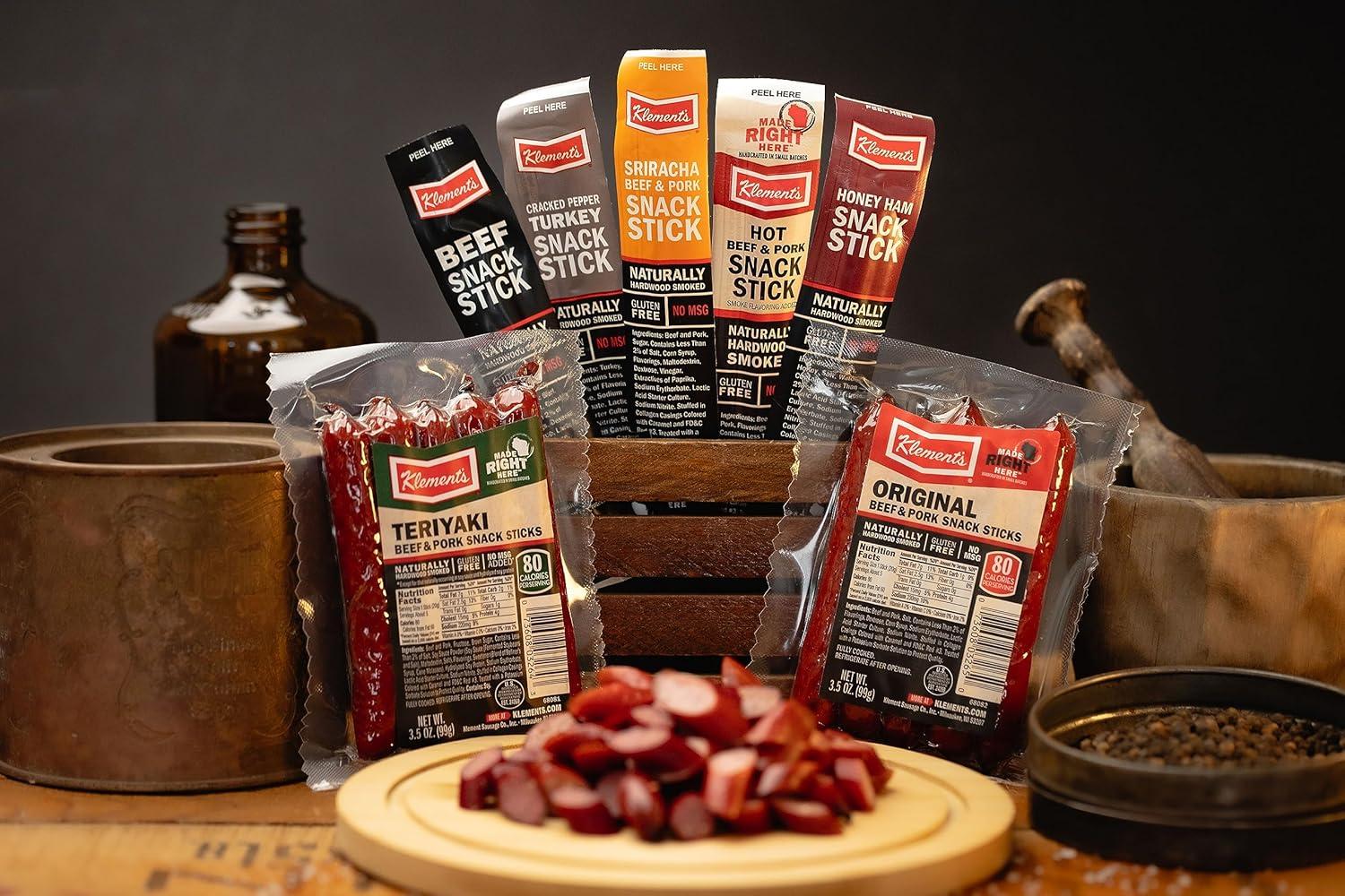 image:imageJerkycom Meat amp Cheese Sticks Sampler 26pc Meat Sticks Variety Pack with Beef Sticks Pork Turkey Ham amp Cheese High Protein GlutenFree Low Carb Meat Sticks individually wrapped Beef jerky Gift for MenMega Meat Cheese Sampler