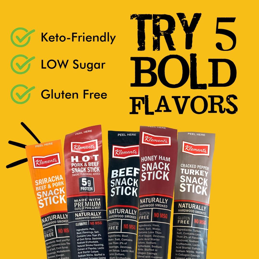 image:imageJerkycom Meat amp Cheese Sticks Sampler 26pc Meat Sticks Variety Pack with Beef Sticks Pork Turkey Ham amp Cheese High Protein GlutenFree Low Carb Meat Sticks individually wrapped Beef jerky Gift for MenVariety Sampler 10 Pack