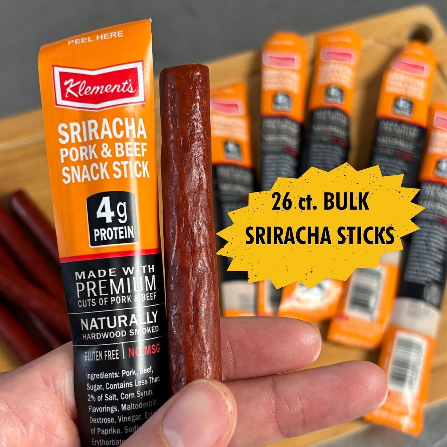 image:imageJerkycom Meat amp Cheese Sticks Sampler 26pc Meat Sticks Variety Pack with Beef Sticks Pork Turkey Ham amp Cheese High Protein GlutenFree Low Carb Meat Sticks individually wrapped Beef jerky Gift for MenSriracha Sticks 26 Pack