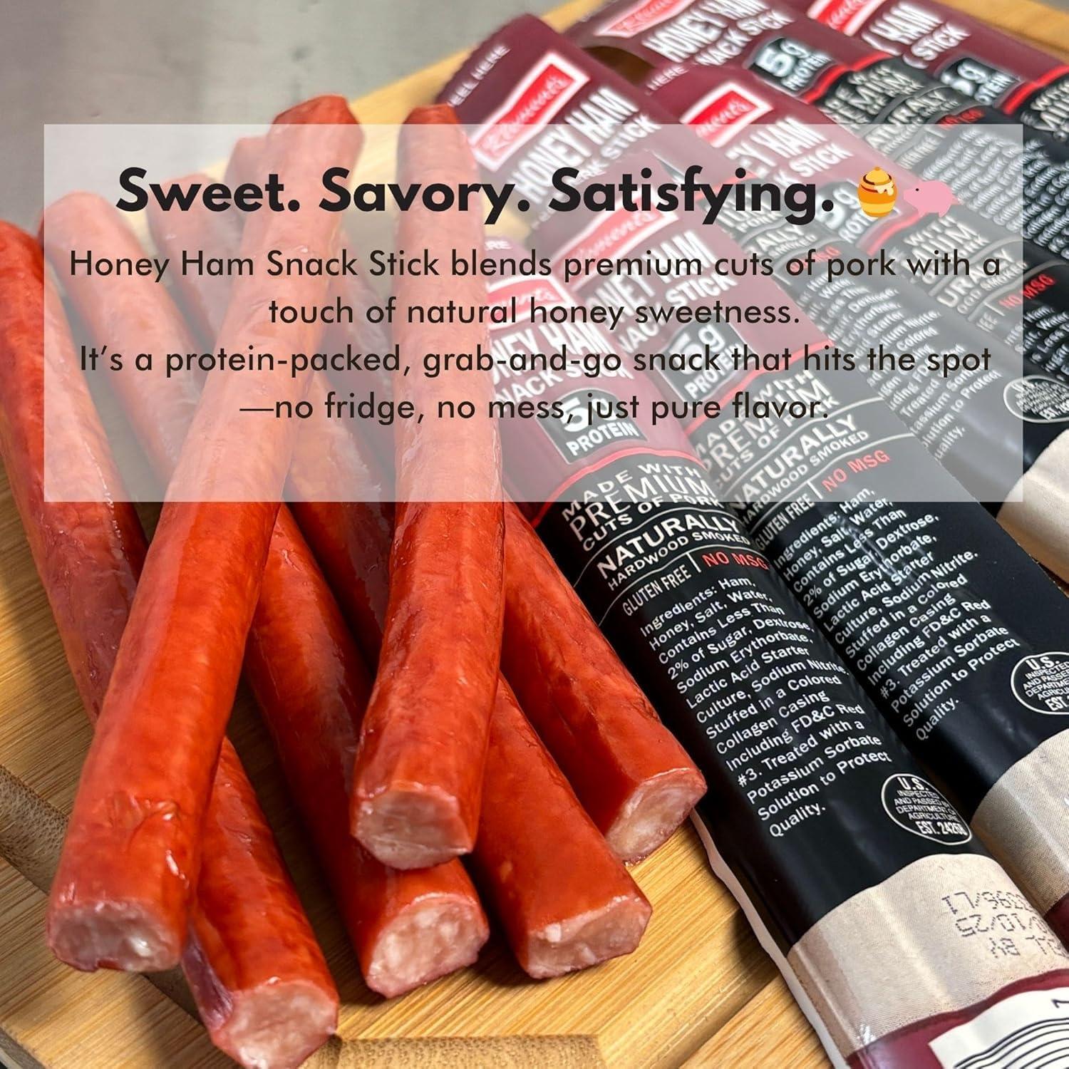 image:imageJerkycom Meat amp Cheese Sticks Sampler 26pc Meat Sticks Variety Pack with Beef Sticks Pork Turkey Ham amp Cheese High Protein GlutenFree Low Carb Meat Sticks individually wrapped Beef jerky Gift for MenHam Sticks 26 Pack