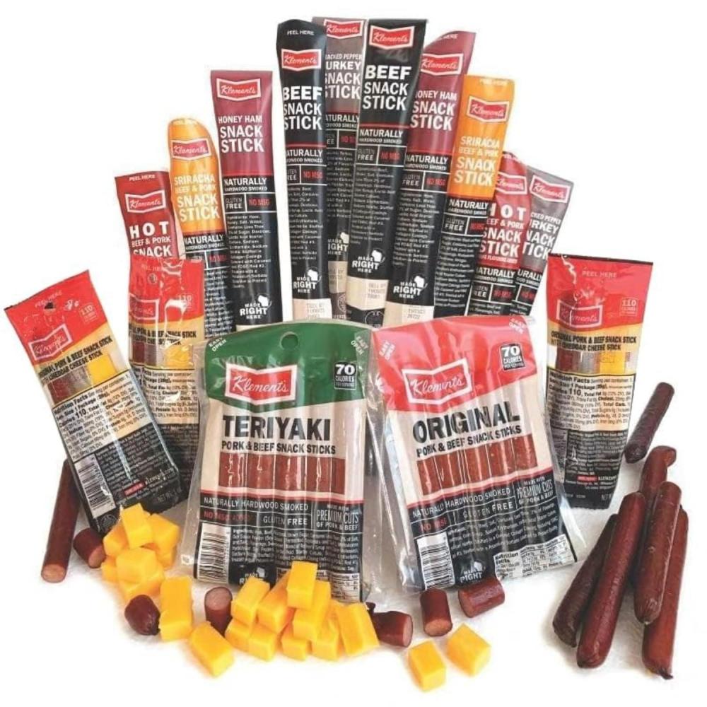 image:imageJerkycom Meat amp Cheese Sticks Sampler 26pc Meat Sticks Variety Pack with Beef Sticks Pork Turkey Ham amp Cheese High Protein GlutenFree Low Carb Meat Sticks individually wrapped Beef jerky Gift for MenMega Meat Cheese Sampler