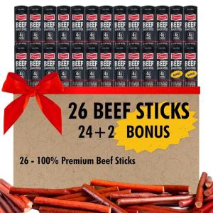 Jerky.com 30-Pack Jerky Variety Pack Meat Sticks – Low Carb, High Protein Snacks | Keto Friendly, Gluten Free | Bonus Includes Exclusive Flavor | Turkey, Ham, Pork & Beef Sticks Jerky Gifts | Birthday Day Gifts for Men(Beef Sticks)