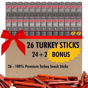 Jerky.com 30-Pack Jerky Variety Pack Meat Sticks – Low Carb, High Protein Snacks | Keto Friendly, Gluten Free | Bonus Includes Exclusive Flavor | Turkey, Ham, Pork & Beef Sticks Jerky Gifts | Birthday Day Gifts for Men(Turkey Sticks)