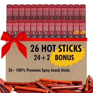 Jerky.com 30-Pack Jerky Variety Pack Meat Sticks – Low Carb, High Protein Snacks | Keto Friendly, Gluten Free | Bonus Includes Exclusive Flavor | Turkey, Ham, Pork & Beef Sticks Jerky Gifts | Birthday Day Gifts for Men(Hot Sticks)