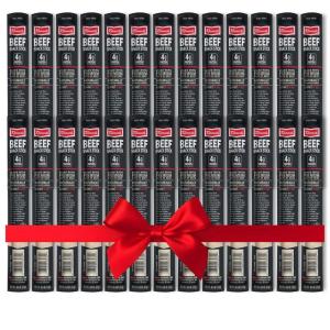 Jerky.com Meat & Cheese Sticks Sampler | 26pc Meat Sticks Variety Pack with Beef Sticks, Pork, Turkey, Ham & Cheese | High Protein, Gluten-Free, Low Carb Meat Sticks individually wrapped | Beef jerky Gift for Men(Beef Sticks – 26 Pack)