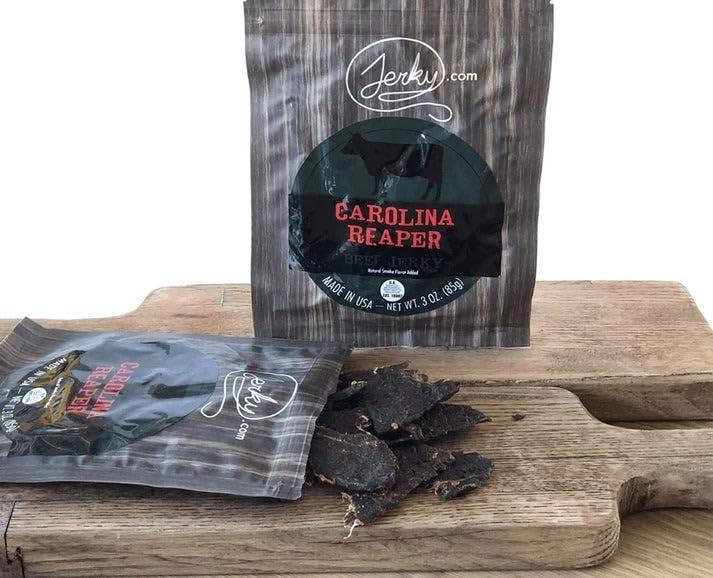 image:imageJerkycom All Natural Chipotle Bourbon Beef Jerky No Added Preservatives No MSG or Nitrates Smoky BourbonInfused Heat 100 Lean Beef 25 Ounce Pack of 1Carolina Reaper