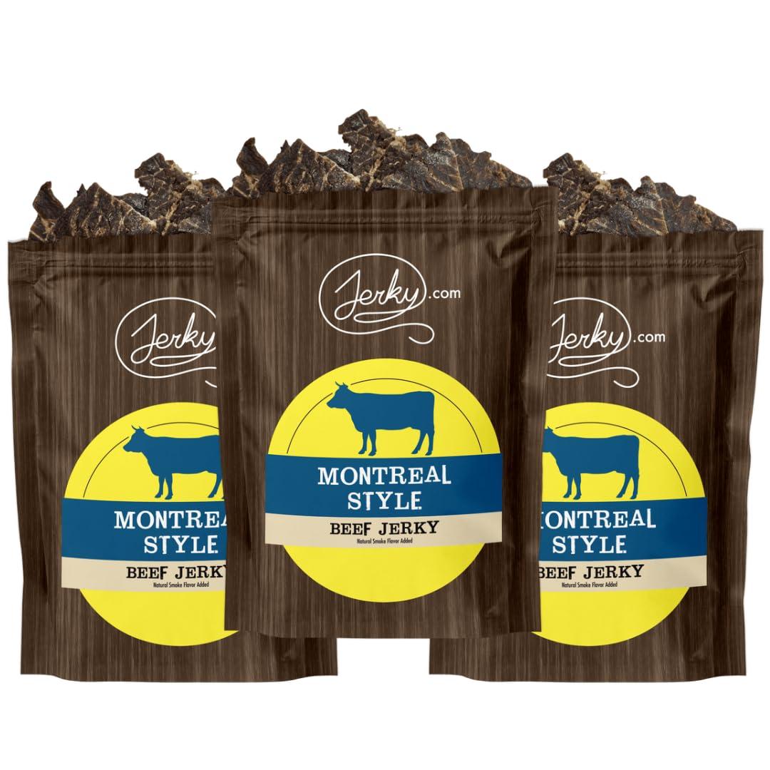 image:imageJerkycom All Natural Chipotle Bourbon Beef Jerky No Added Preservatives No MSG or Nitrates Smoky BourbonInfused Heat 100 Lean Beef 25 Ounce Pack of 1Montreal Style