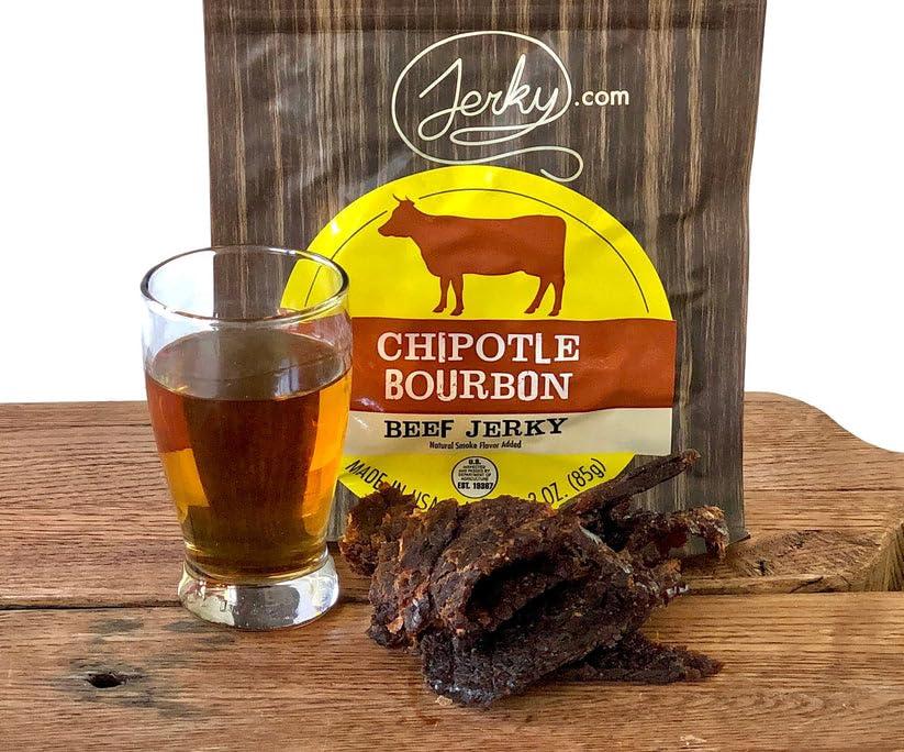 image:imageJerkycom All Natural Chipotle Bourbon Beef Jerky No Added Preservatives No MSG or Nitrates Smoky BourbonInfused Heat 100 Lean Beef 25 Ounce Pack of 1Chipotle Bourbon