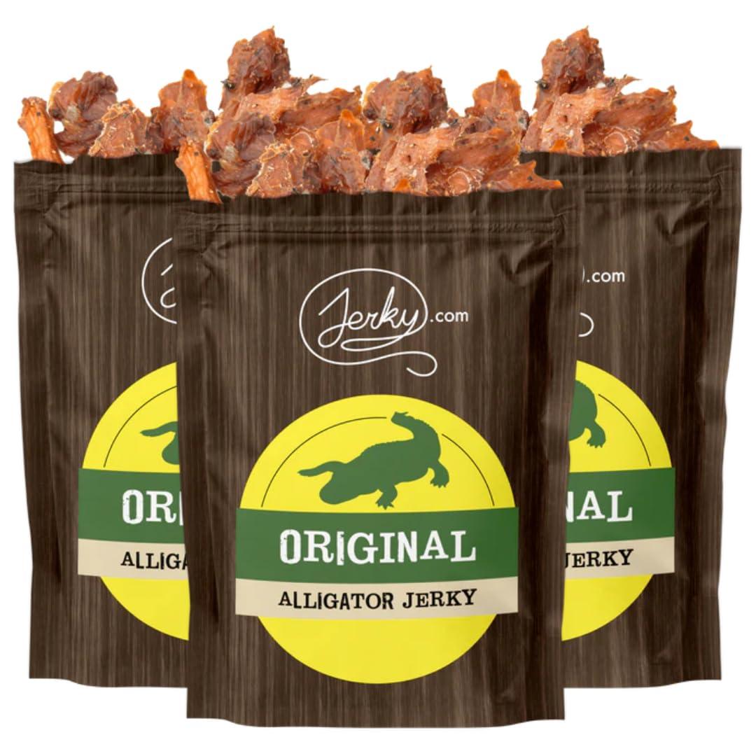 image:imageJerkycom Exotic Cajun Alligator Jerky Wild Game Meat Snacks Exotic Snacks HighProtein AllNatural No Added Preservatives Healthy Snacks for Adults 175 oz Pack of 1Original Alligator
