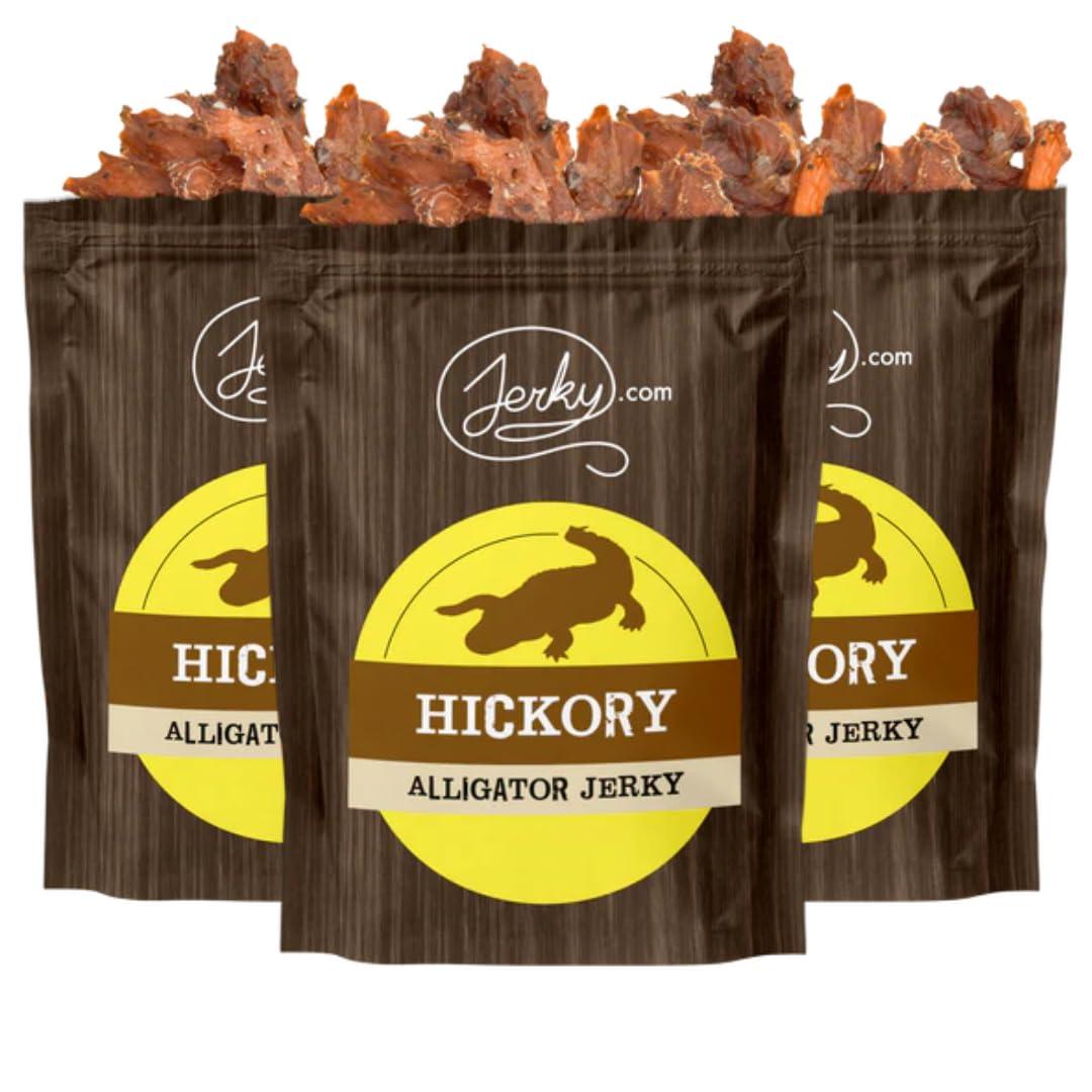 image:imageJerkycom Exotic Cajun Alligator Jerky Wild Game Meat Snacks Exotic Snacks HighProtein AllNatural No Added Preservatives Healthy Snacks for Adults 175 oz Pack of 1Hickory Alligator