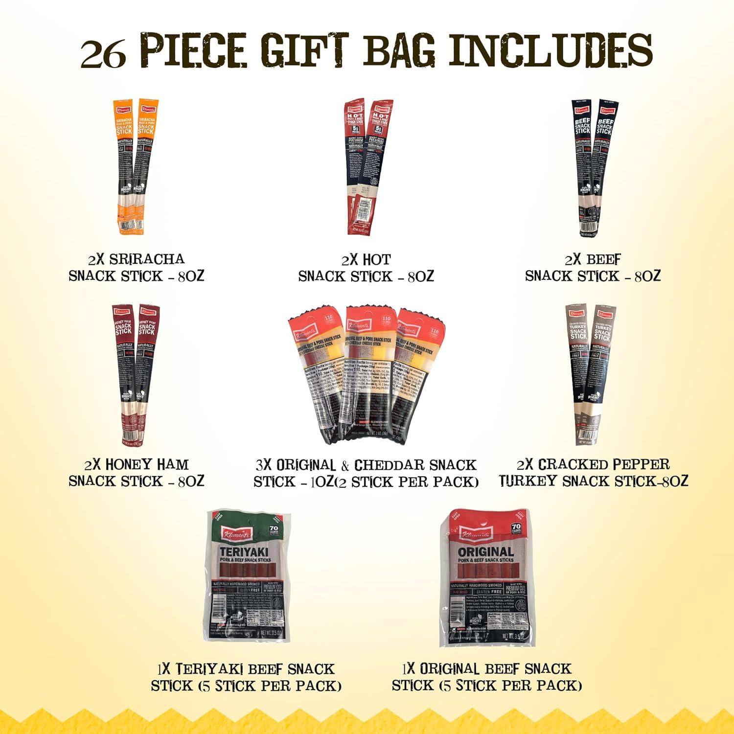 image:imageJerkycom XXL Beef Jerky amp Meat Sticks Variety Pack 52 Piece Gift Basket with Beef Sticks Pork Turkey Ham amp Cheese Over 2 lbs of High Protein Meat Snacks Jerky Gifts Birthday Gifts for Men26 Piece Gift Bag
