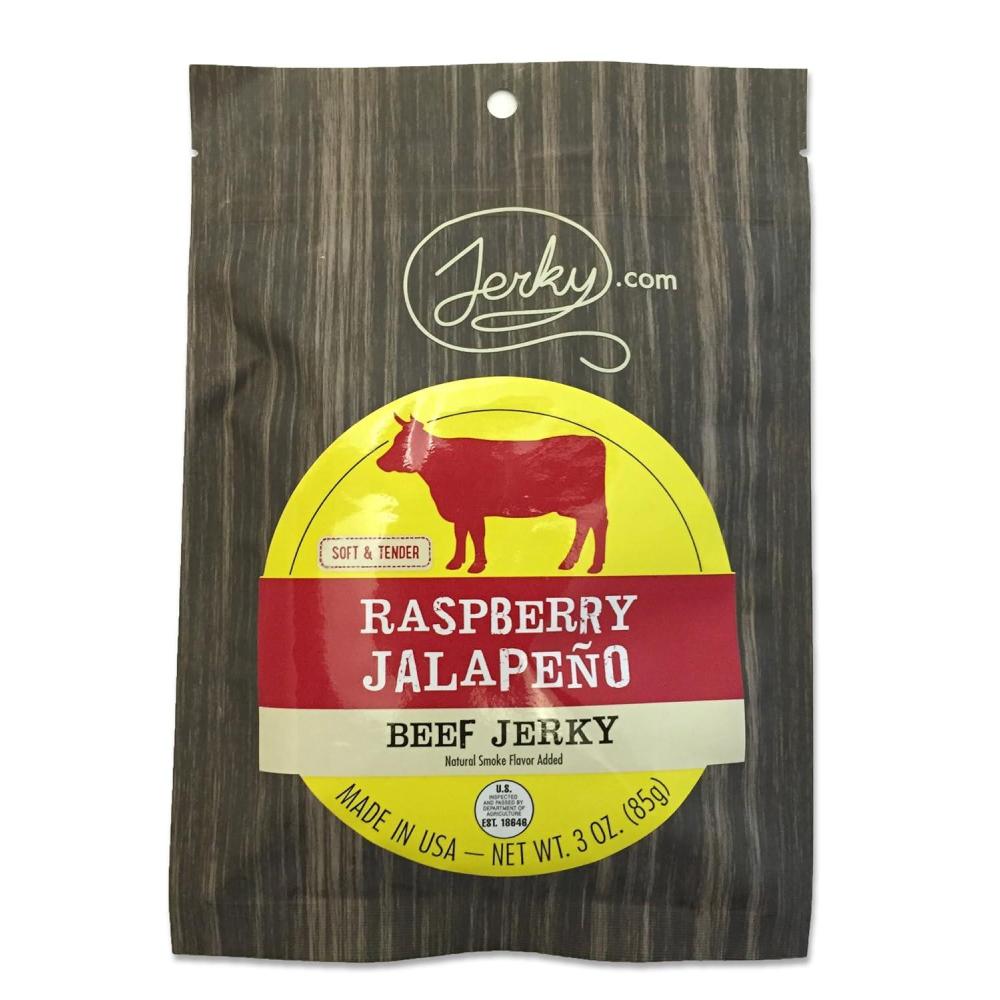 image:imageJerkycom All Natural Chipotle Bourbon Beef Jerky  No Added Preservatives No MSG or Nitrates  Smoky BourbonInfused Heat 100 Lean Beef 25 Ounce Pack of 1Raspberry Jalapeno