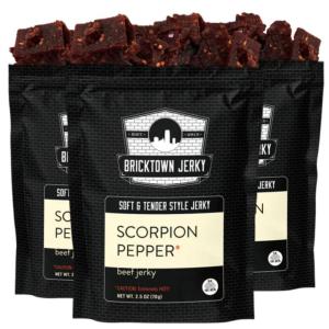 Fajita Soft and Tender Style Best Beef Jerky – 3 PACK – Try Our Best Tasting Soft Beef Jerky – 7.5 total oz.(Scorpion Pepper)