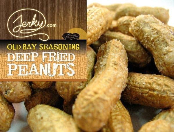 image:imageJerkycom Deep Fried Peanuts in Shell Sampler 3 Pack Gourmet Flavors Include Salted Roasted Garlic Spicy Hot Peanuts in Shell for Human USA Grown Perfect Snack Food 30oz TotalOld Bay Seasoning