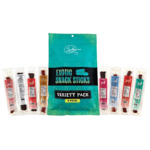 Exotic Jerky Snack Sticks and Jerky Strips Variety Pack – Venison, Elk, Bison – 8 pieces – Gluten Free, NO MSG