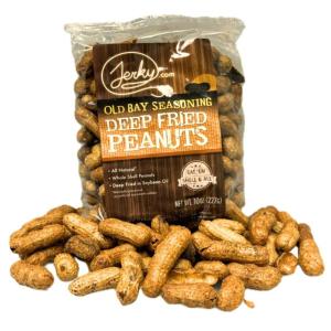 Jerky.com Deep Fried Peanuts in Shell Sampler 3 Pack – Gourmet Flavors Include Salted, Roasted Garlic, Spicy Hot – Peanuts in Shell for Human – USA Grown, Perfect Snack Food (30oz Total)(Old Bay Seasoning)