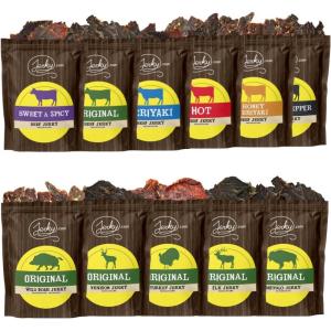 Jerky Lover’s Combo – Best Beef Jerky VARIETY PACK – 11 Types of All Natural Jerky – Including Beef, Turkey, Buffalo, Venison, Elk and Boar! 27 total oz.