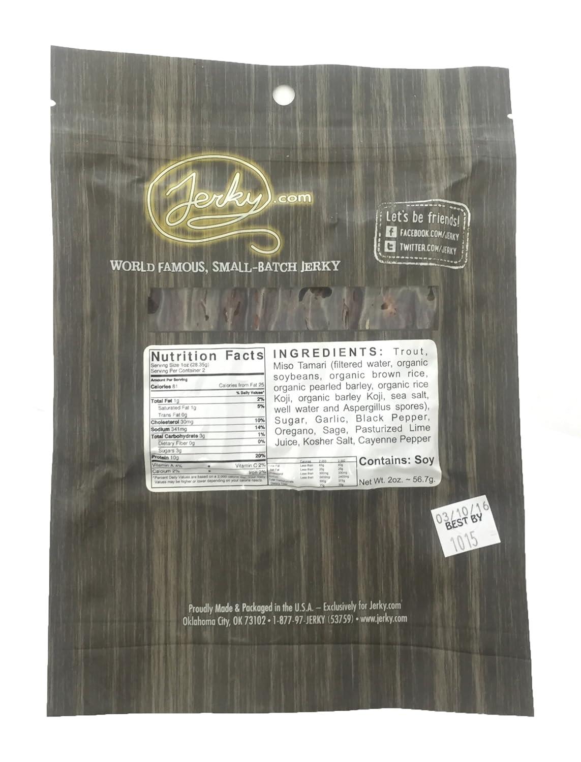 image:imageOriginal All Natural Rainbow Trout Jerky The Freshest and Best Trout Jerky on the Market 100 Whole Muscle Rainbow Trout No Added Preservatives No Added Nitrates and No Added MSG 175 oz bagRainbow Trout