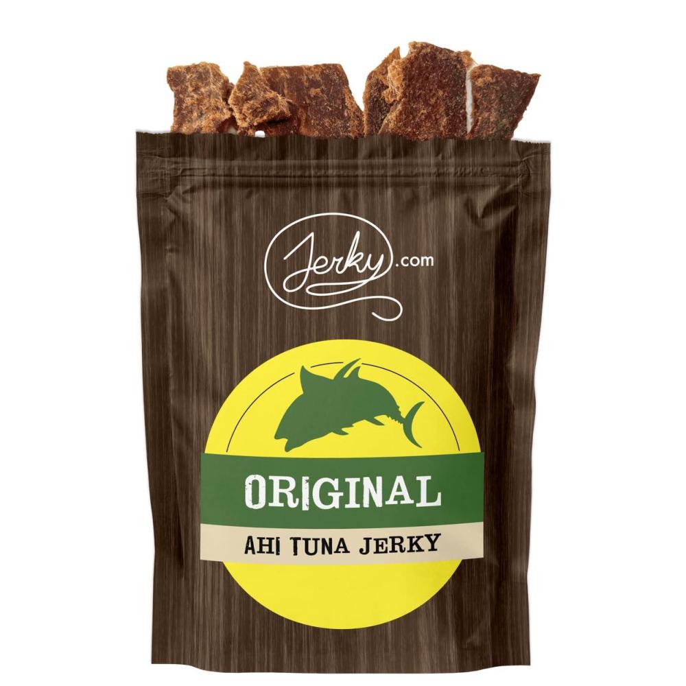 image:imageOriginal All Natural Rainbow Trout Jerky The Freshest and Best Trout Jerky on the Market 100 Whole Muscle Rainbow Trout No Added Preservatives No Added Nitrates and No Added MSG 175 oz bagAhi Tuna