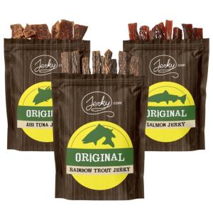 Original All Natural Rainbow Trout Jerky – The Freshest and Best Trout Jerky on the Market – 100% Whole Muscle Rainbow Trout – No Added Preservatives, No Added Nitrates and No Added MSG – 1.75 oz. bag(Tester Pack (All 3 Flavors))